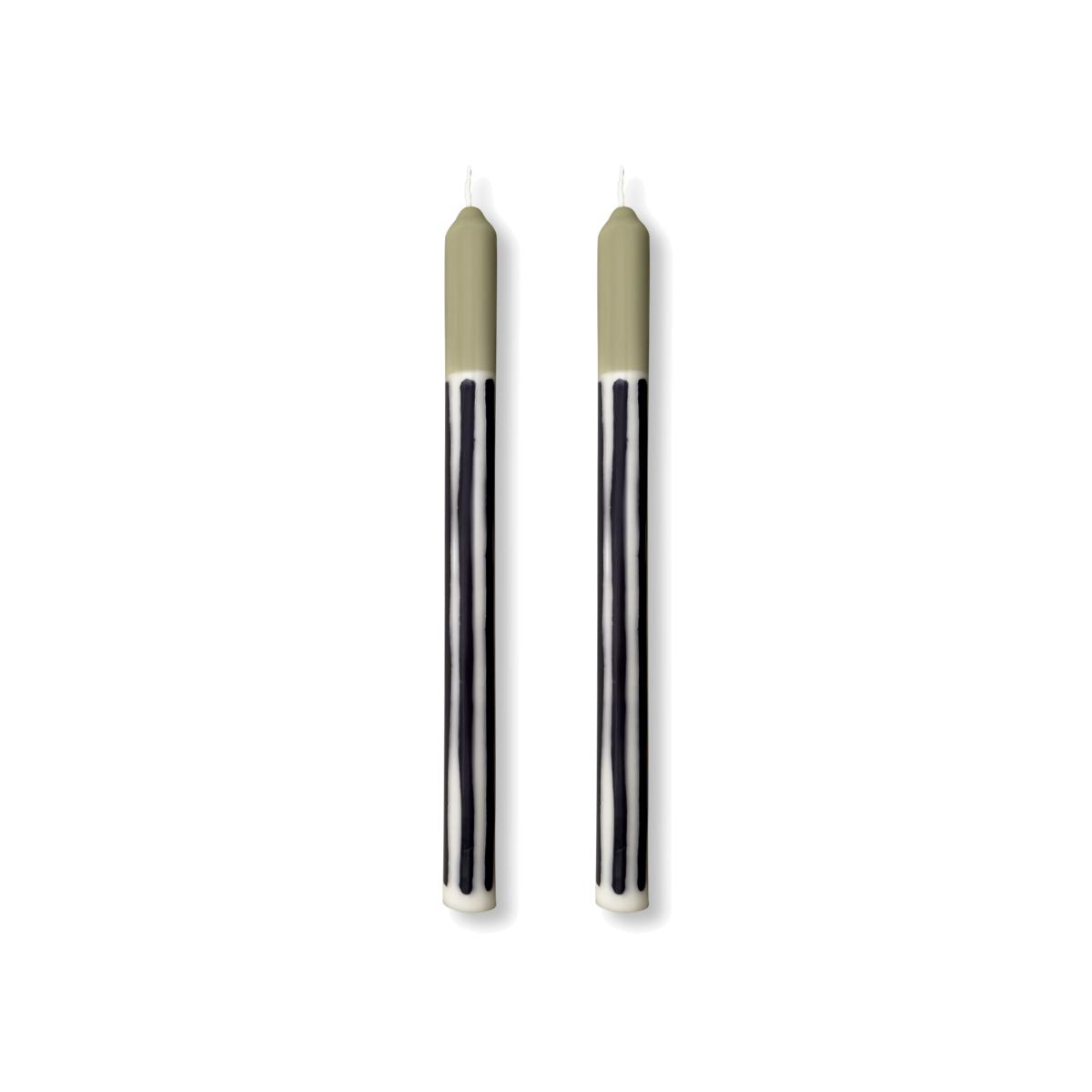 Green / White / Black Gooseberry Dinner Taper Candles - Pair | Pygmalion London – image 1