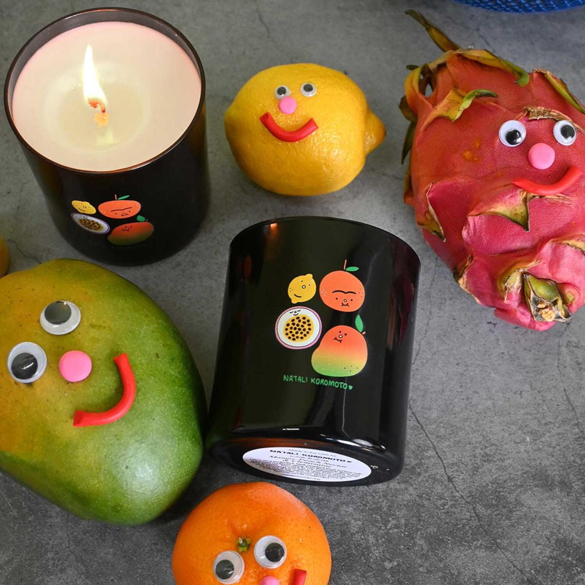 Black / Yellow / Orange Fresh Fruit Scented Soy Candle | Natali Koromoto – image 3