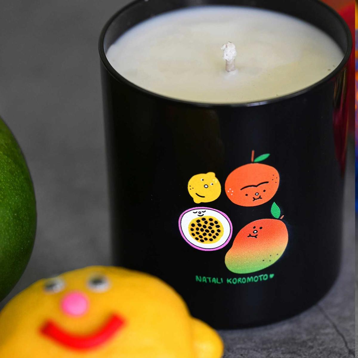 Black / Yellow / Orange Fresh Fruit Scented Soy Candle | Natali Koromoto – image 4