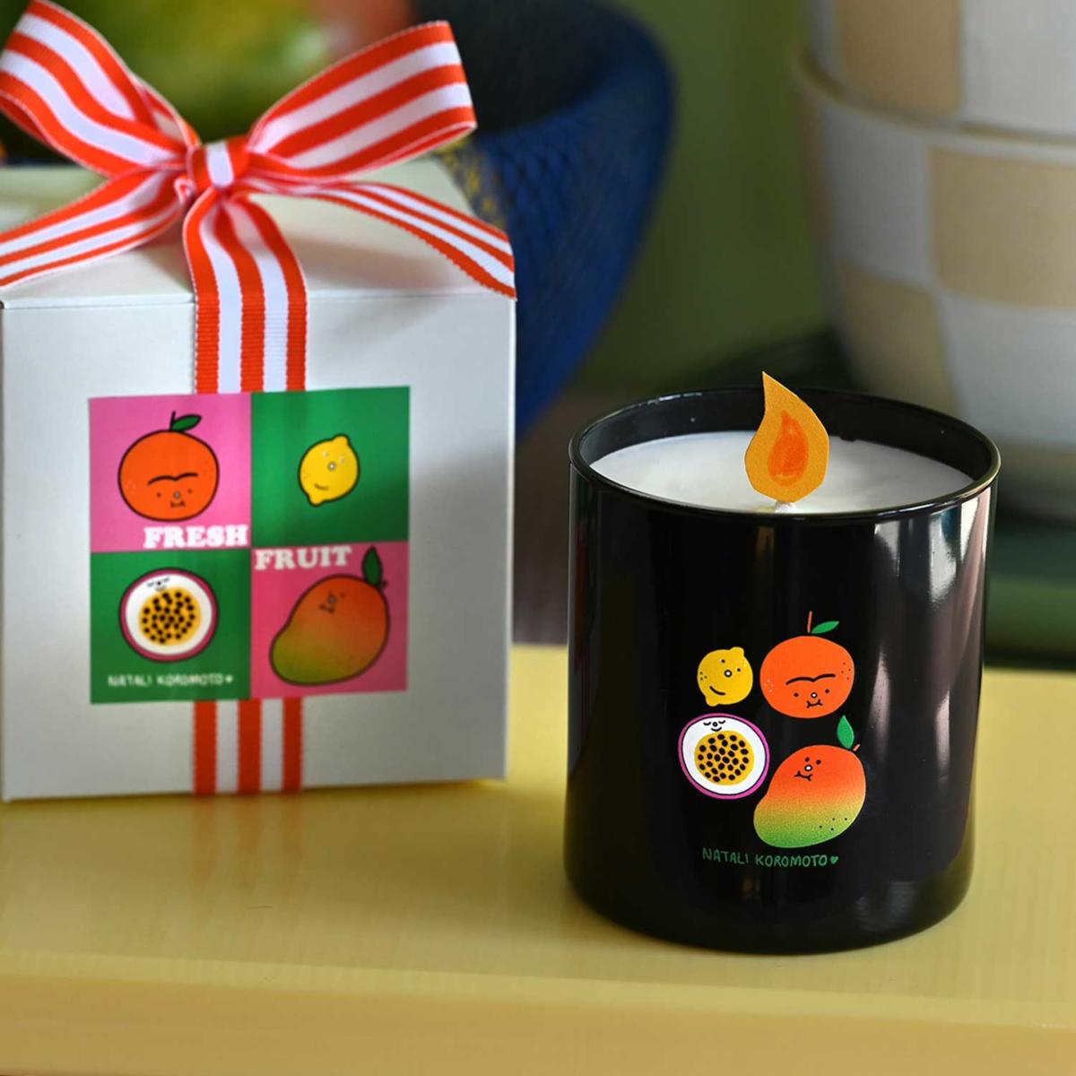 Black / Yellow / Orange Fresh Fruit Scented Soy Candle | Natali Koromoto – image 5