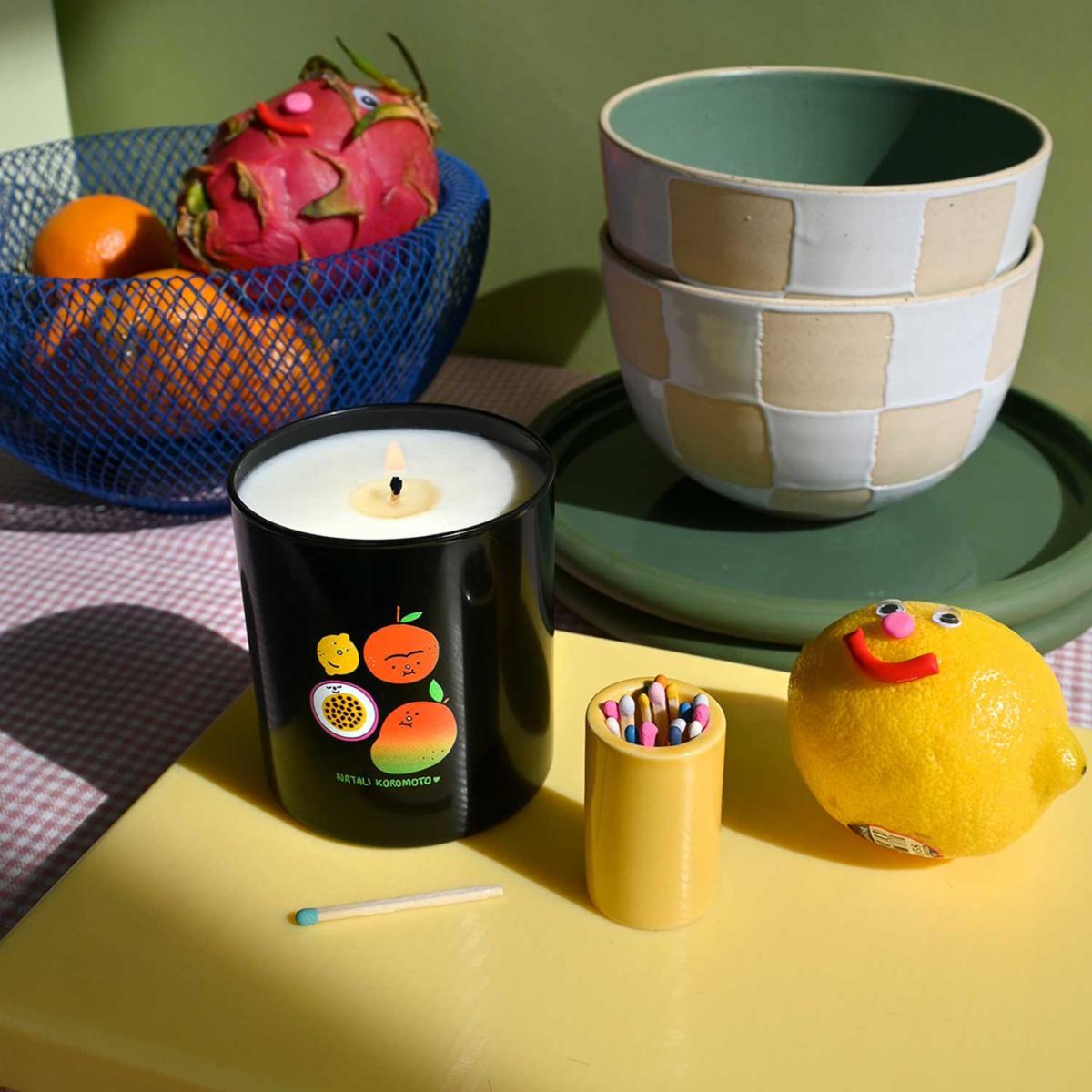 Black / Yellow / Orange Fresh Fruit Scented Soy Candle | Natali Koromoto – image 7