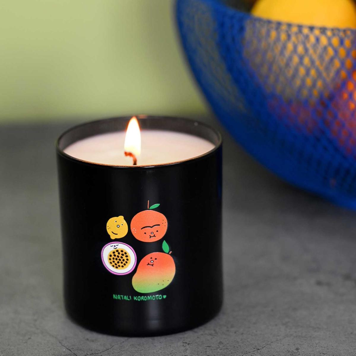 Black / Yellow / Orange Fresh Fruit Scented Soy Candle | Natali Koromoto – image 1