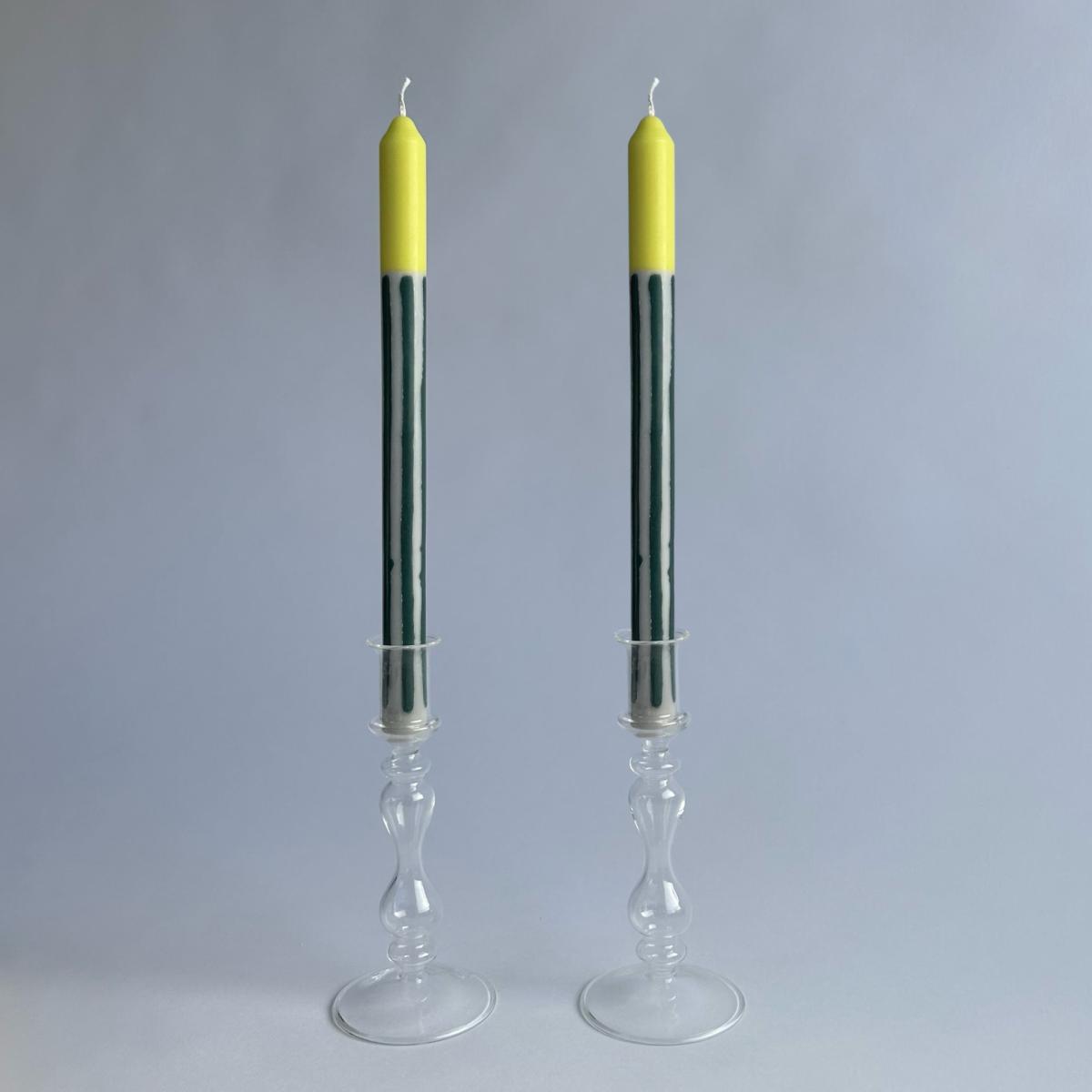 White / Green / Yellow Bergamot - Dinner Taper Candle Pair | Pygmalion London – image 2
