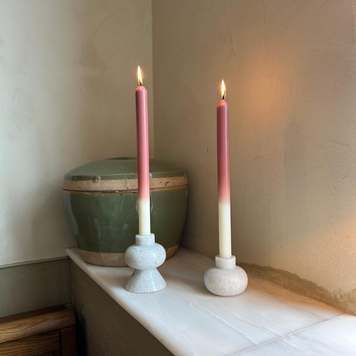 Pink / Purple / White Peony - Dinner Taper Candle Pair | Pygmalion London – image 2