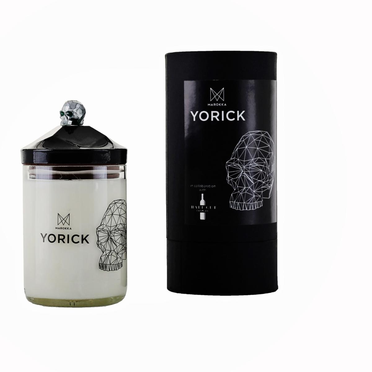 Black Handmade Natural Wax Candle - Matching Lid Featuring A Nickel Pewter Skull Charm Yorick | Marokka Design – image 2