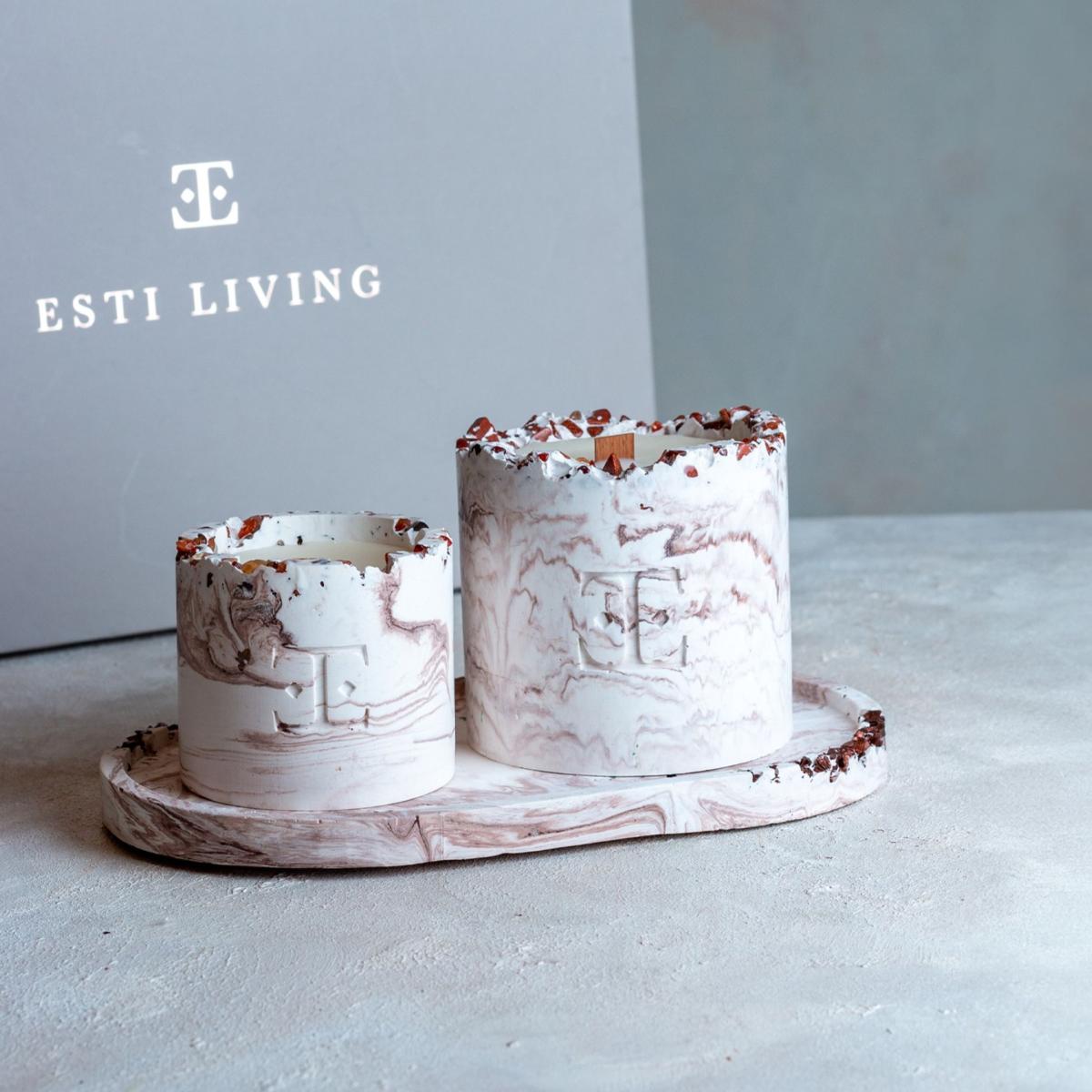White / Brown Mocha Dreams Gemstone Candle Set | Esti Living – image 2