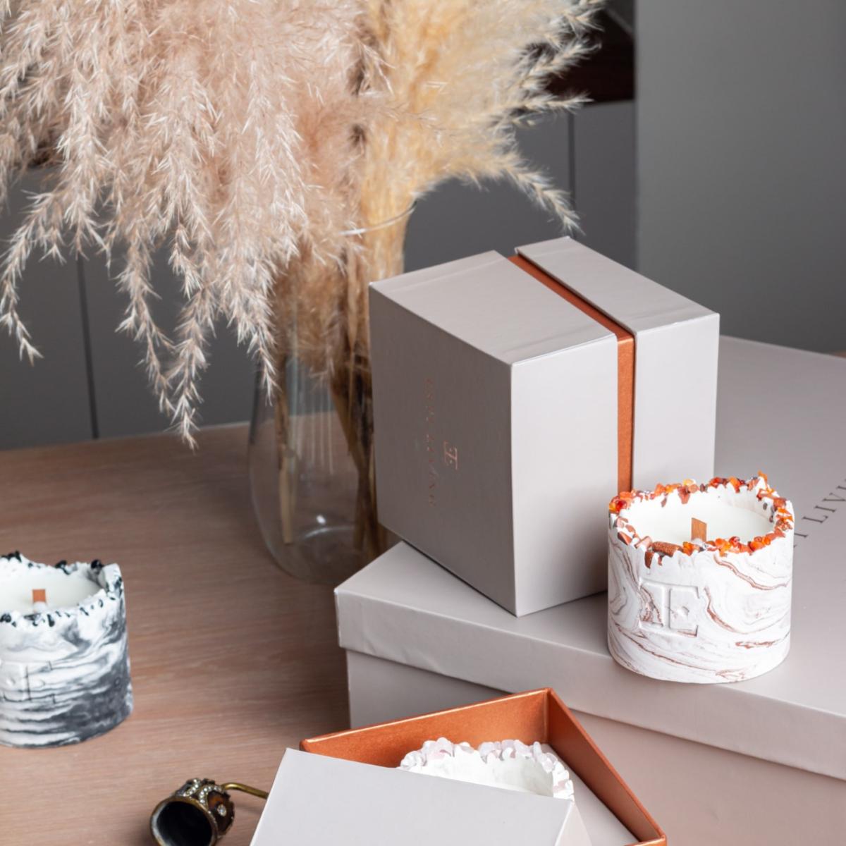 White / Brown Mocha Dreams Gemstone Candle Set | Esti Living – image 6