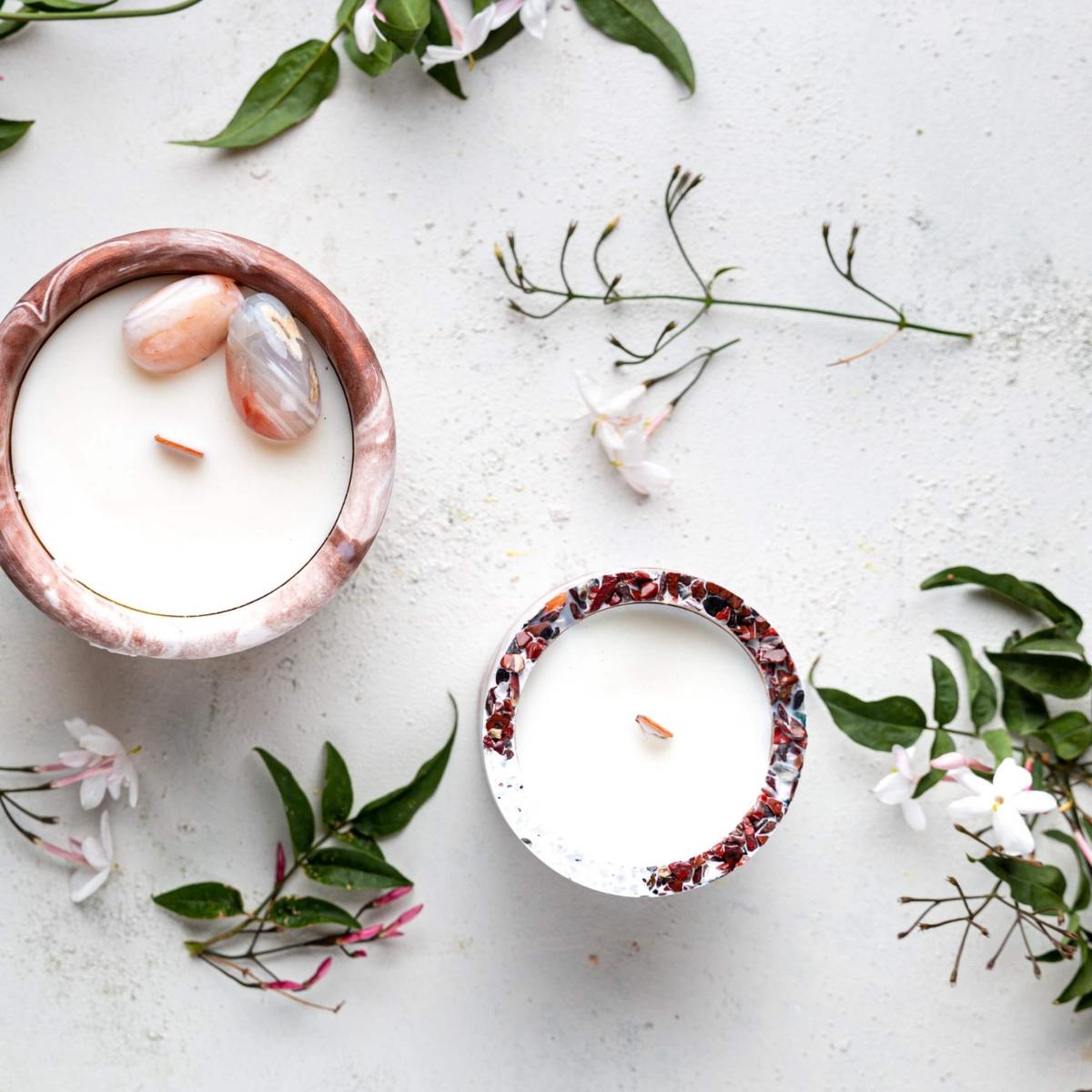White / Brown Mocha Dreams Gemstone Candle Set | Esti Living – image 7