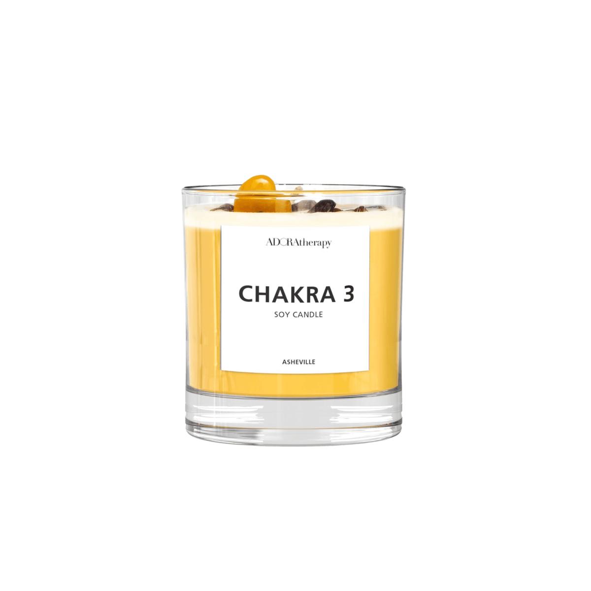 Yellow / Orange Chakra Three Soy Candle With Tiger Eye Gemstones | Adoratherapy – image 3