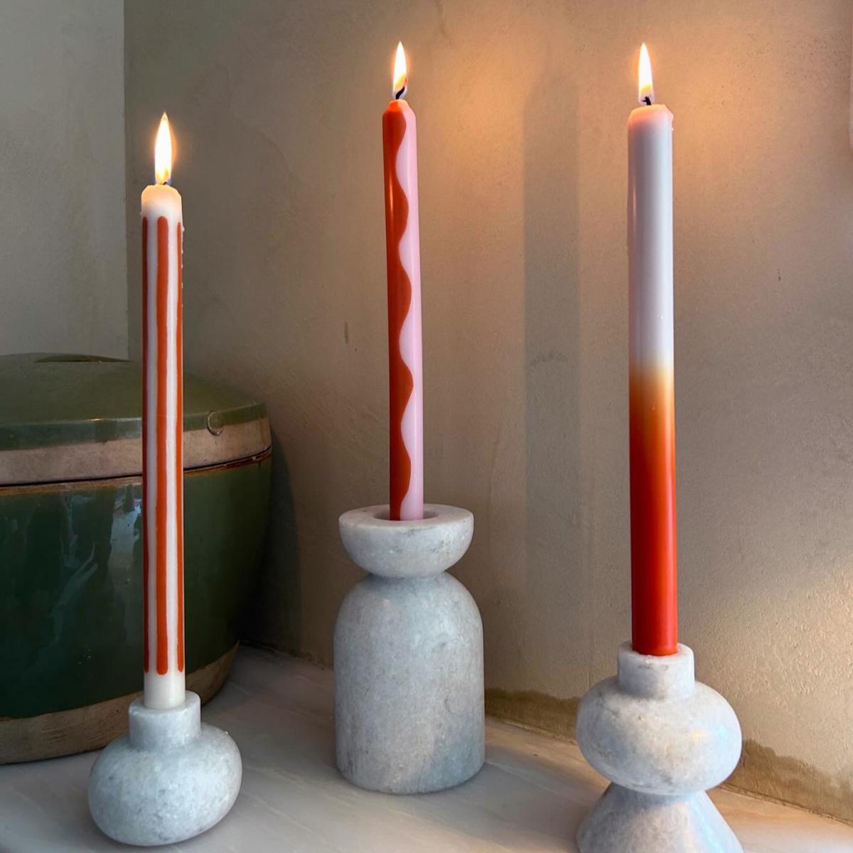 Pink / Purple / Yellow Marmalade - Dinner Taper Candle Pair | Pygmalion London – image 2