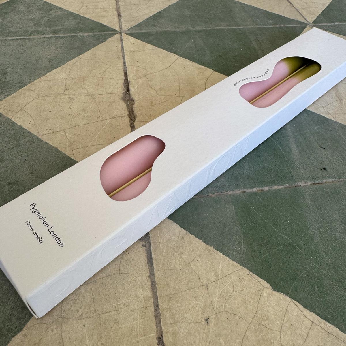 Green / Pink / Purple Sweet Pea - Dinner Taper Candle Pair | Pygmalion London – image 2