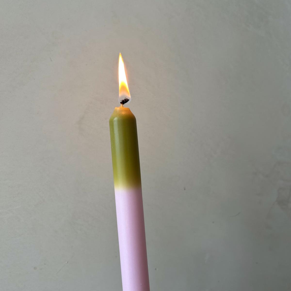 Green / Pink / Purple Sweet Pea - Dinner Taper Candle Pair | Pygmalion London – image 4