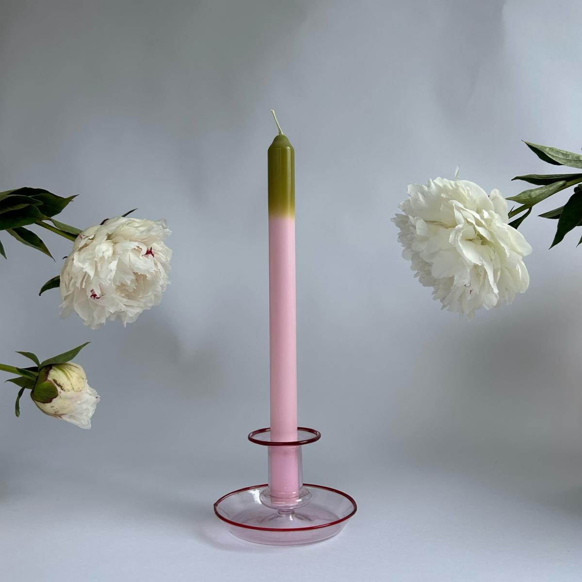 Green / Pink / Purple Sweet Pea - Dinner Taper Candle Pair | Pygmalion London – image 7