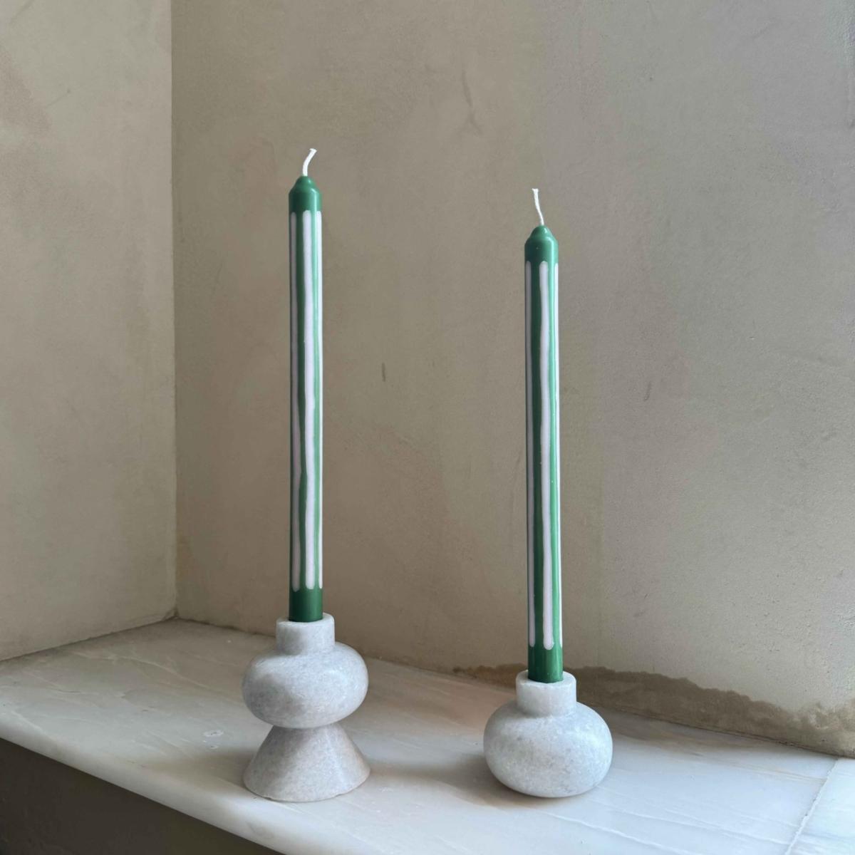 Green / White Wimbledon Dinner Candles | Pygmalion London – image 2