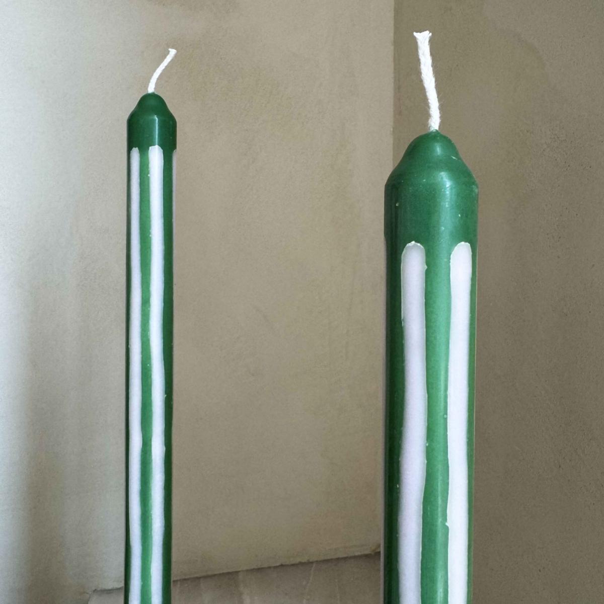 Green / White Wimbledon Dinner Candles | Pygmalion London – image 5