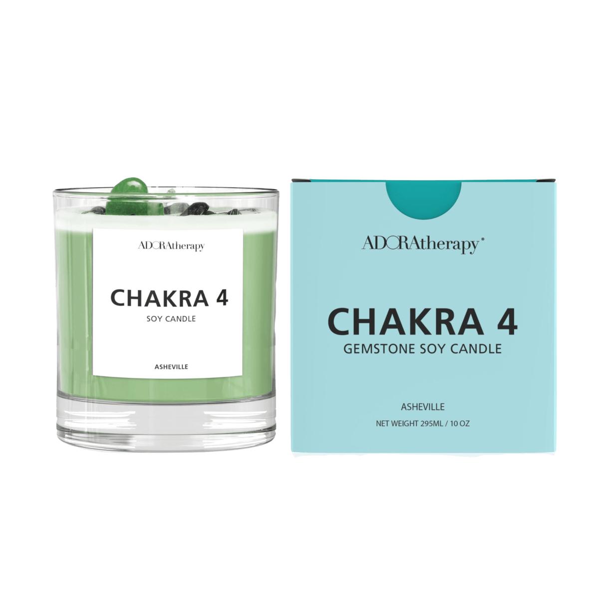 Green Chakra Four Soy Candle With Aventurine Gemstones | Adoratherapy – image 3