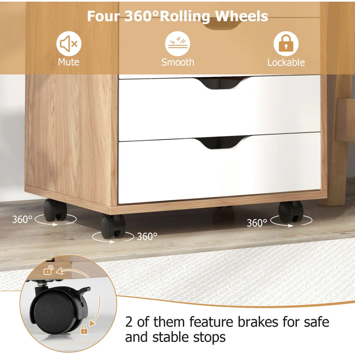 7 Drawer Mobile Lateral Filing Cabinet - Brown – image 7