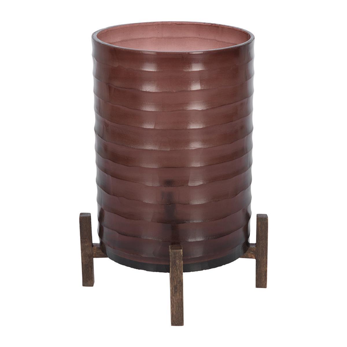 Global Explorer - Ribbed Glass Hurricane With Wooden Stand - Large – image 4