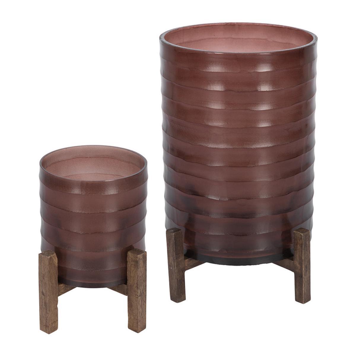 Global Explorer - Ribbed Glass Hurricane With Wooden Stand - Large – image 8