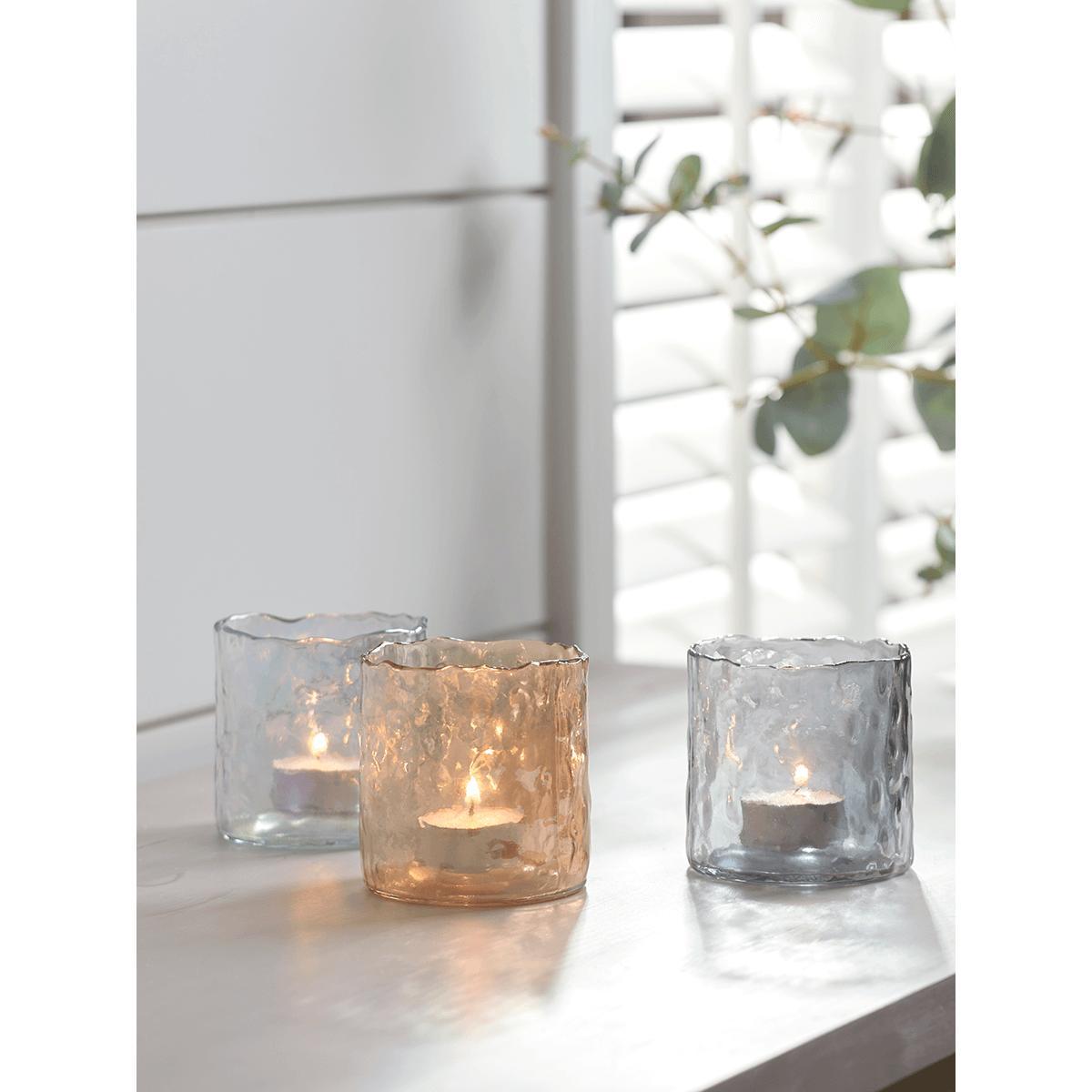NEW Three Dimpled Glass Tealight Holders – image 2