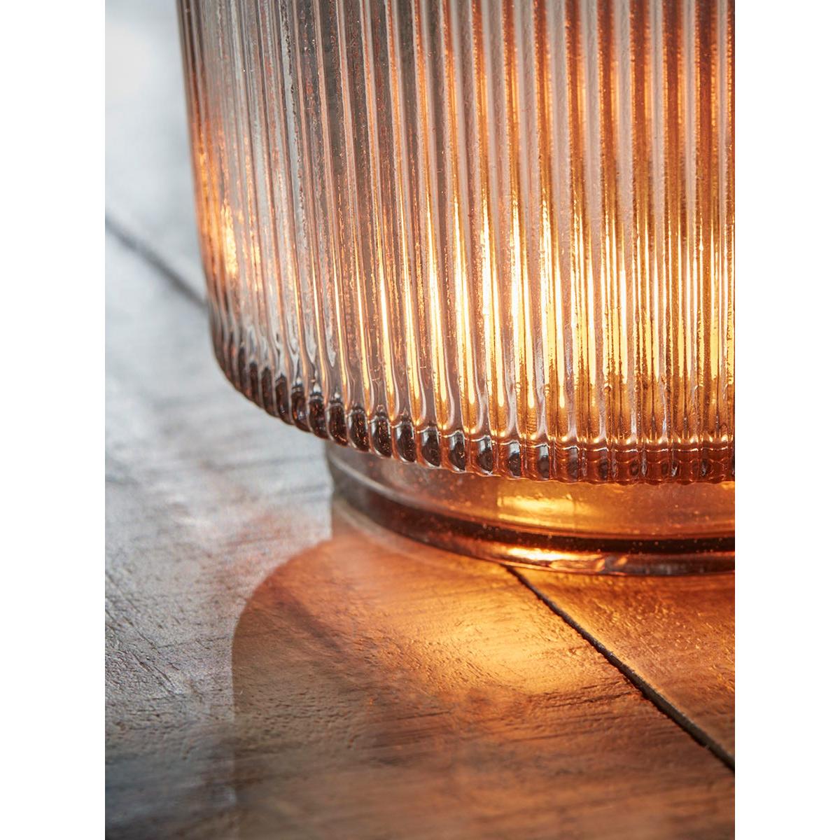 Reeded Grey Glass Candle Holder – image 3
