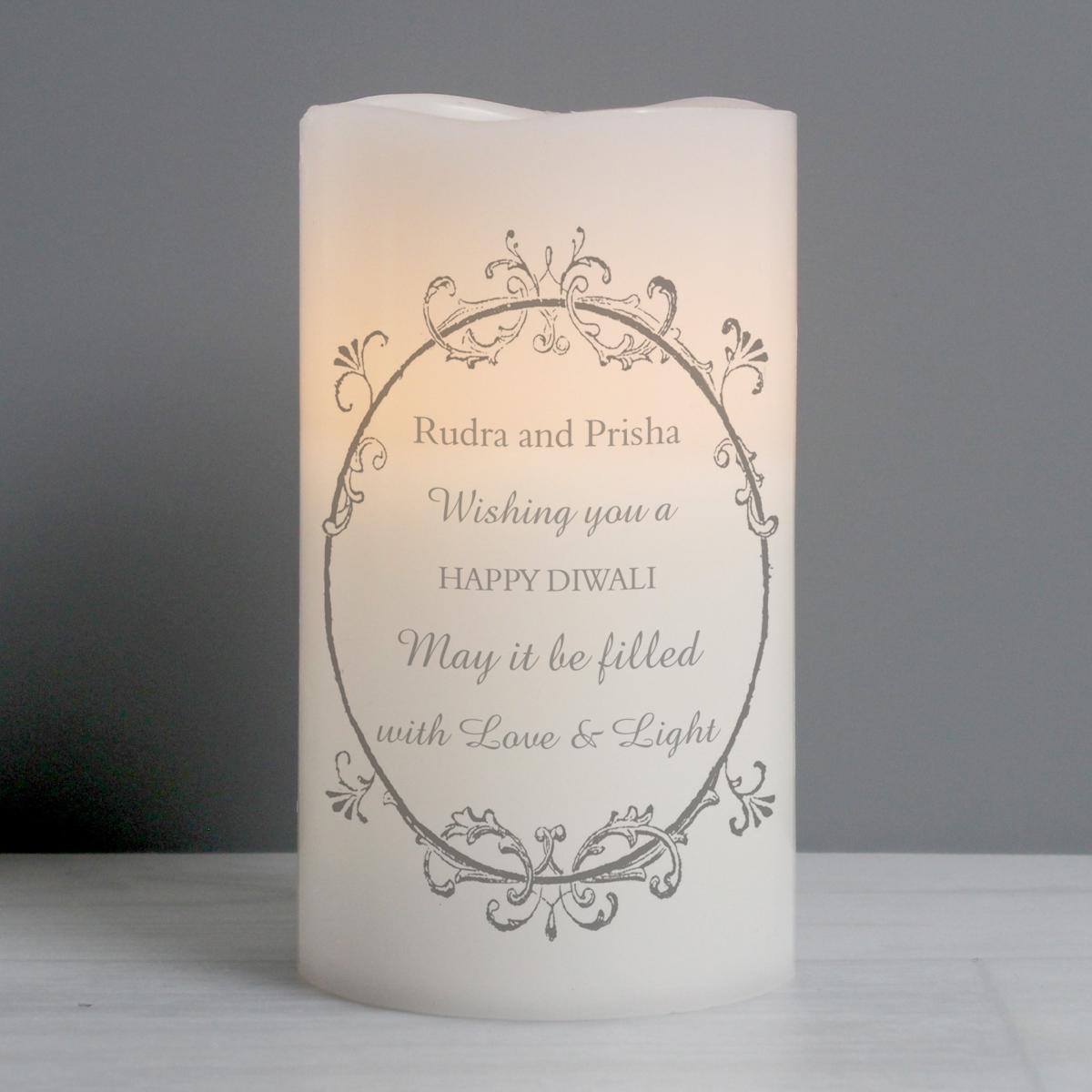 Personalised Ornate Frame LED Candle White – image 2