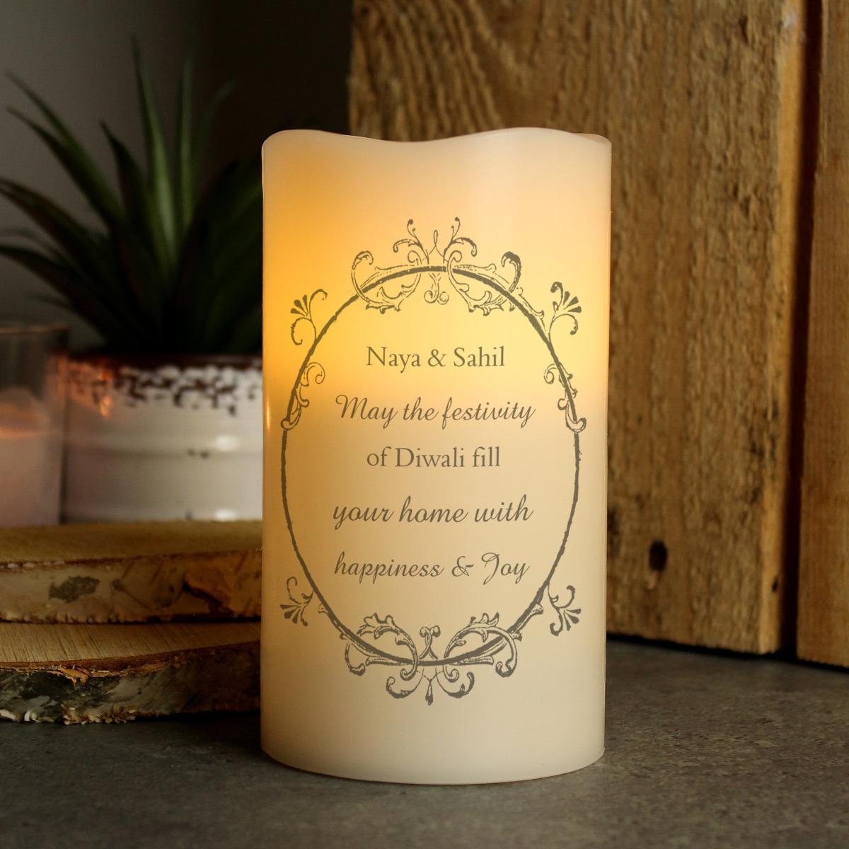 Personalised Ornate Frame LED Candle White – image 3