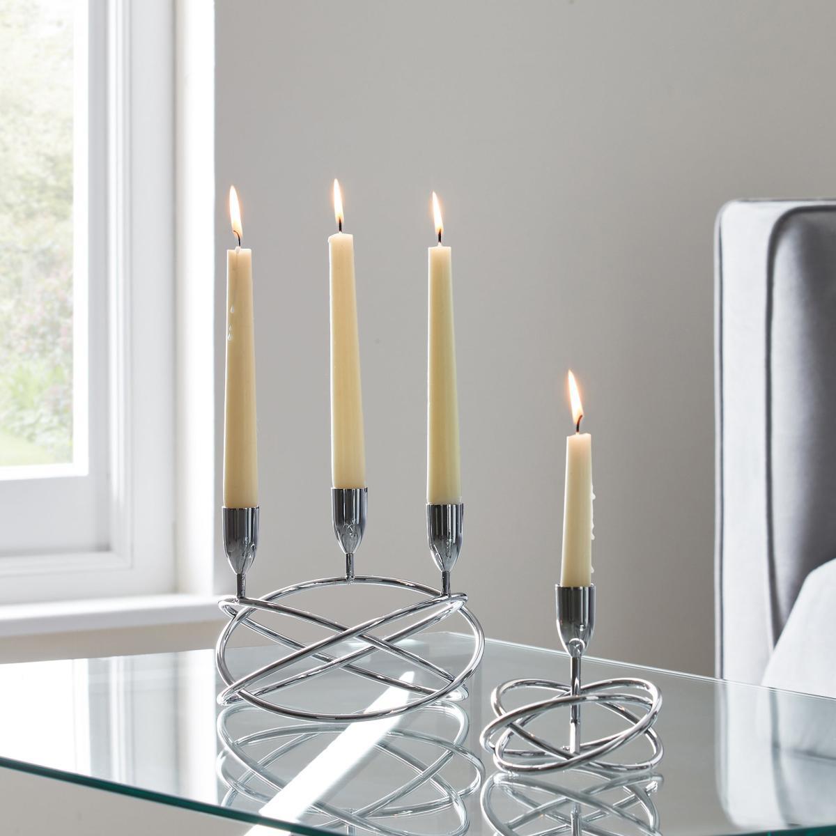 Dorma Circle Silver Candelabra Silver – image 3