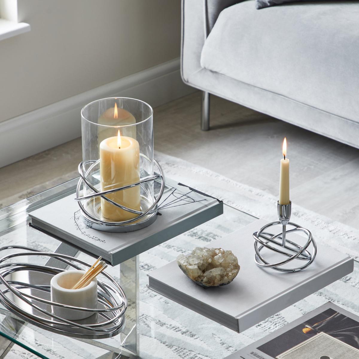 Dorma Circle Silver Candelabra Silver – image 4