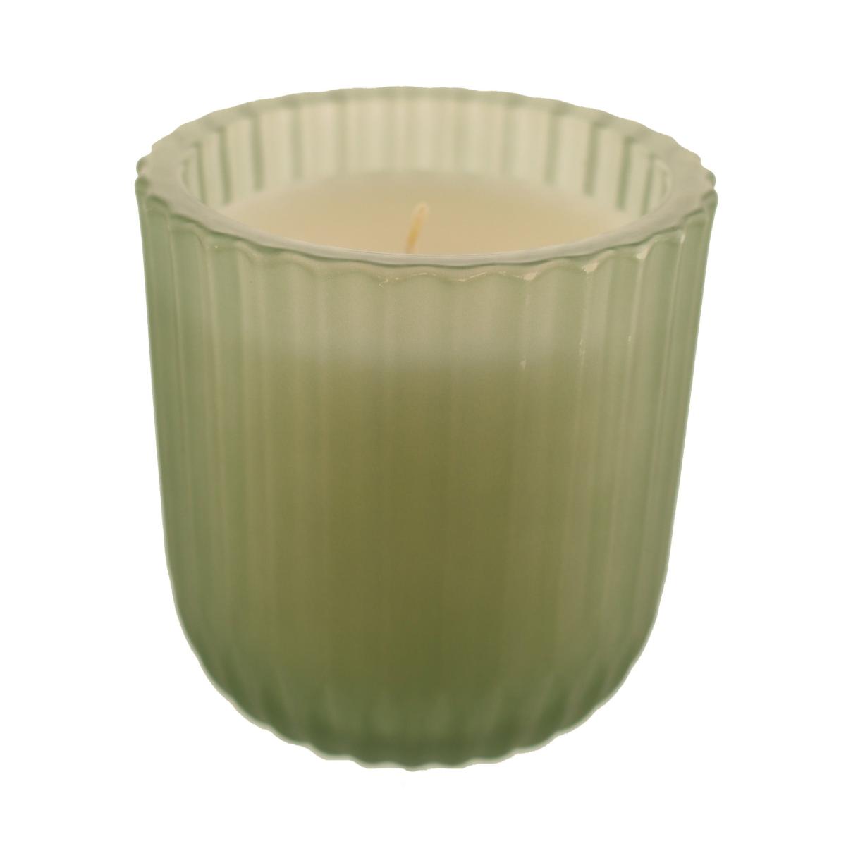 Lemongrass Ribbed Glass Candle Green – image 2