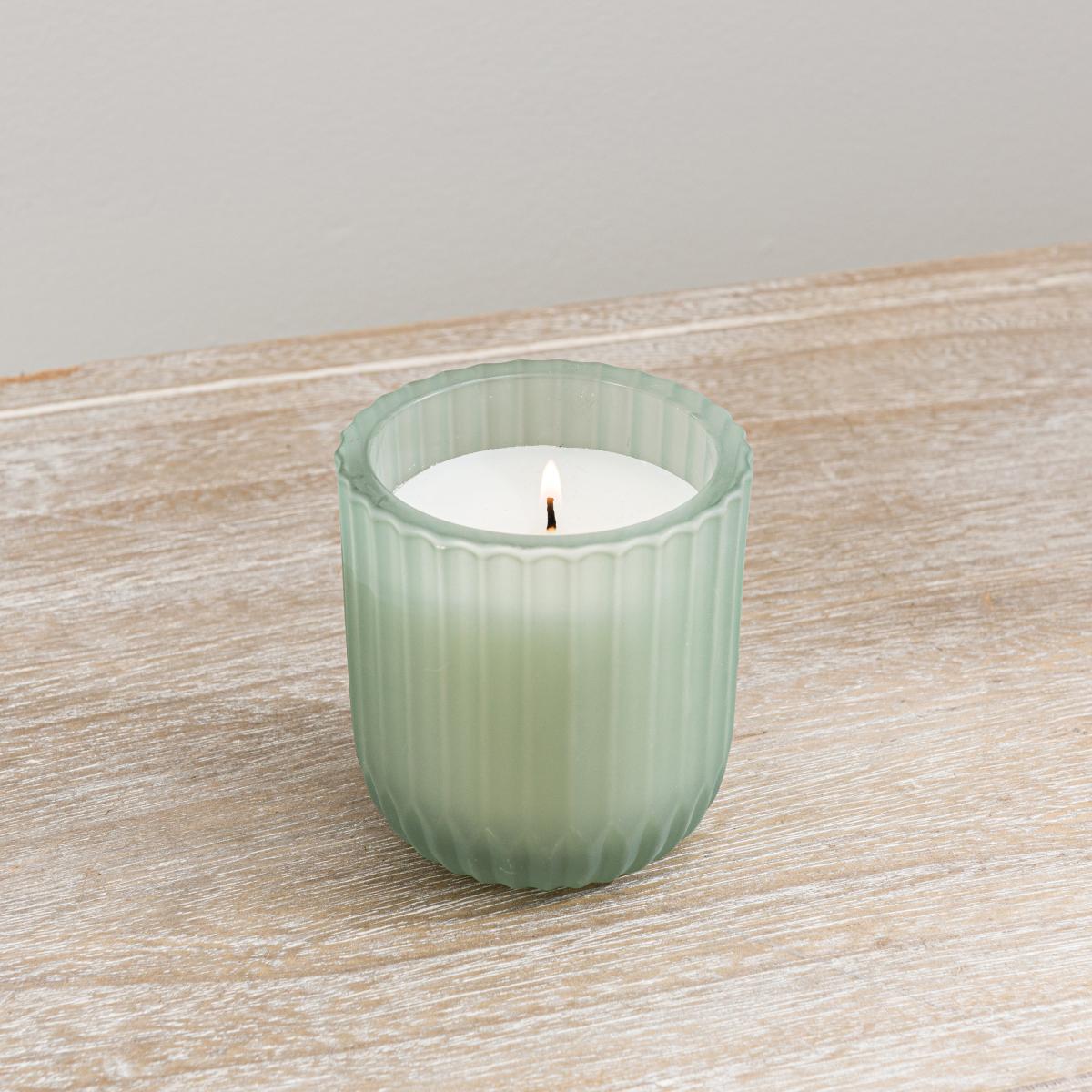 Lemongrass Ribbed Glass Candle Green – image 3