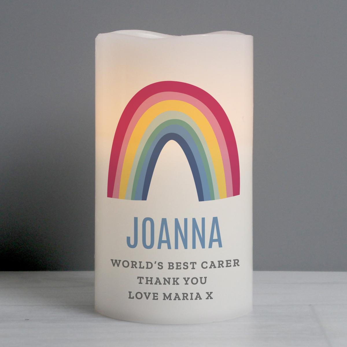 Personalised Rainbow LED Candle White – image 2
