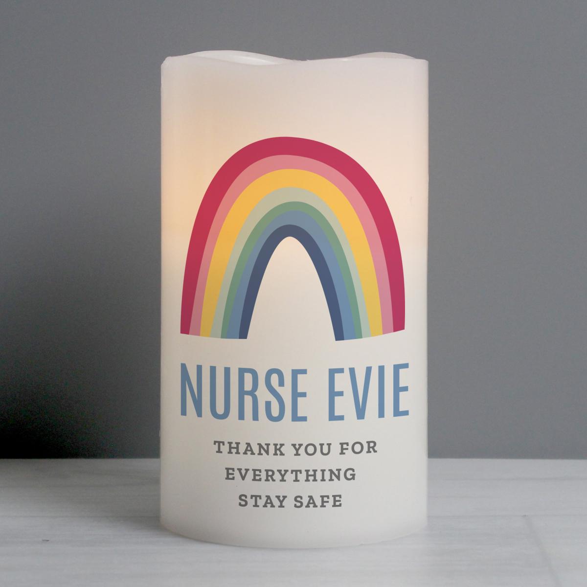 Personalised Rainbow LED Candle White – image 3