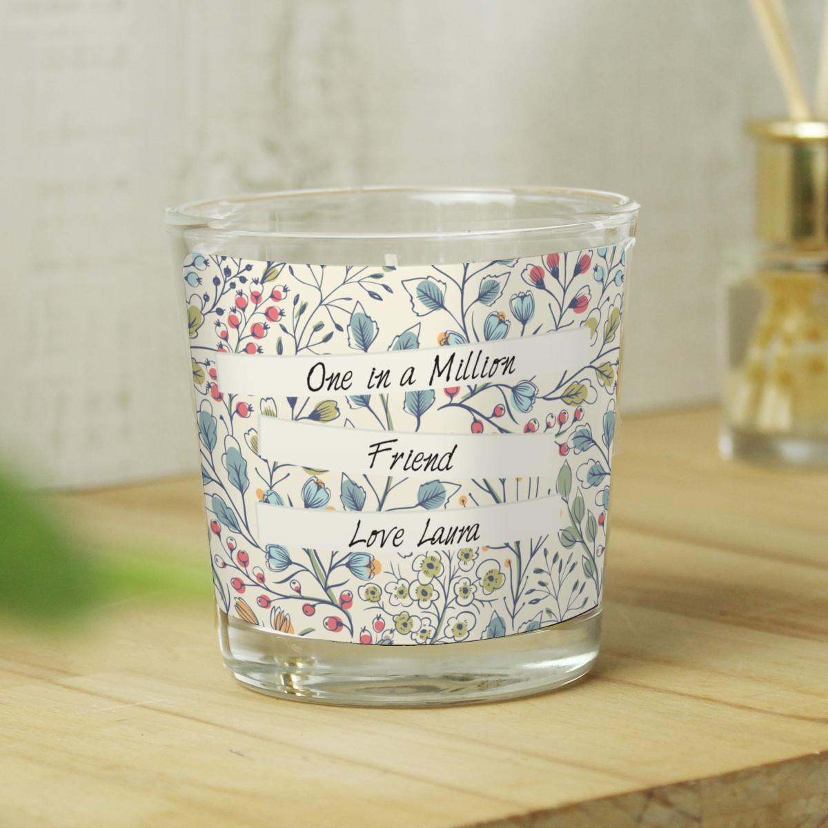 Personalised Floral Watercolour Design Scented Jar Candle MultiColoured – image 2