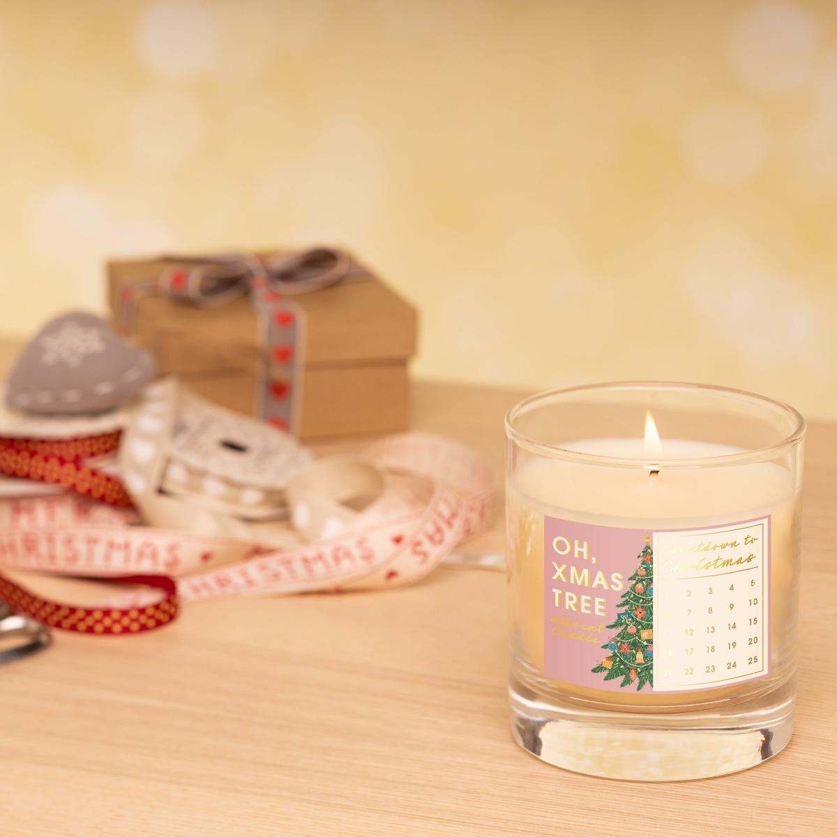 Oh Xmas Tree Candle Pink
