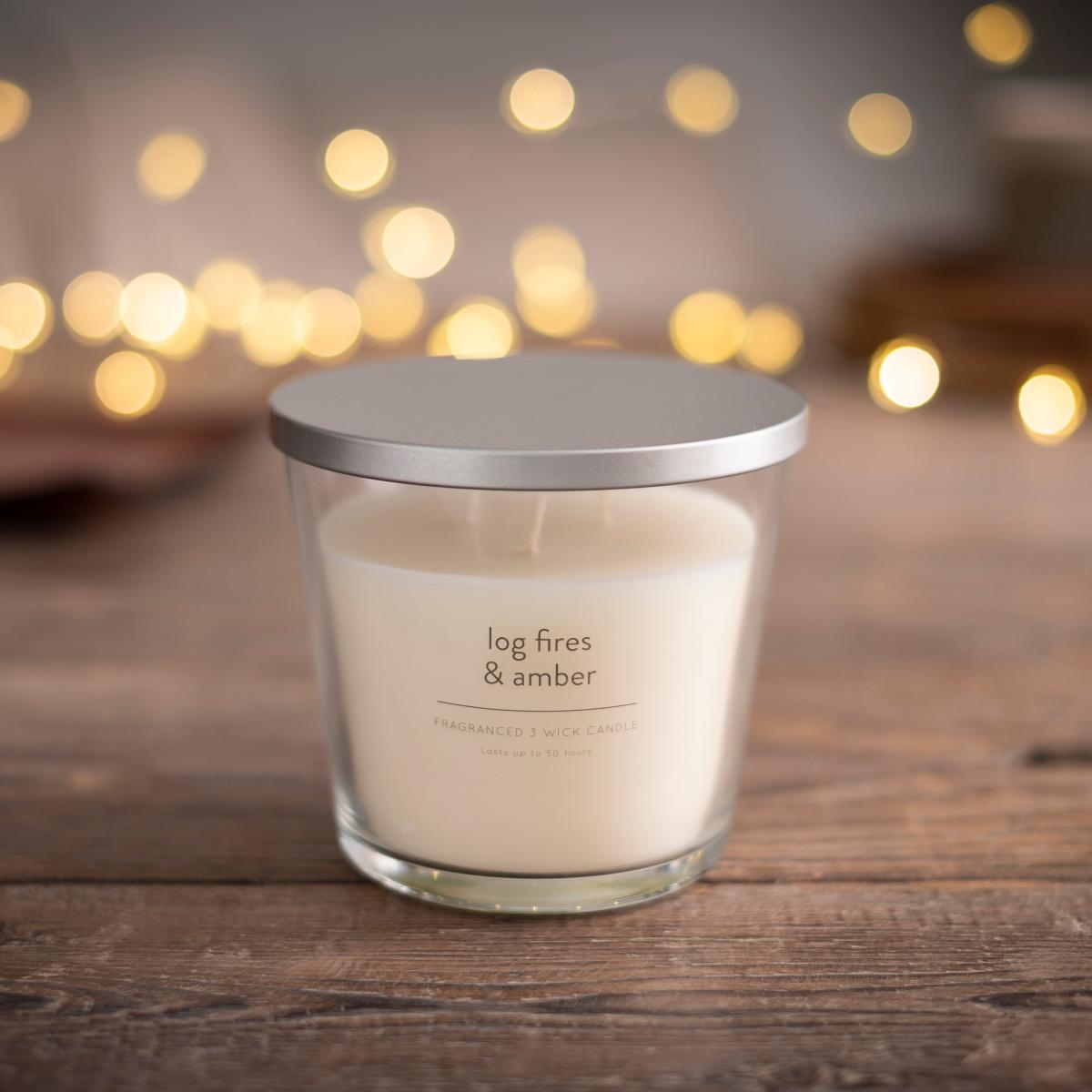 Log Fires and Amber Wick Candle White – image 2