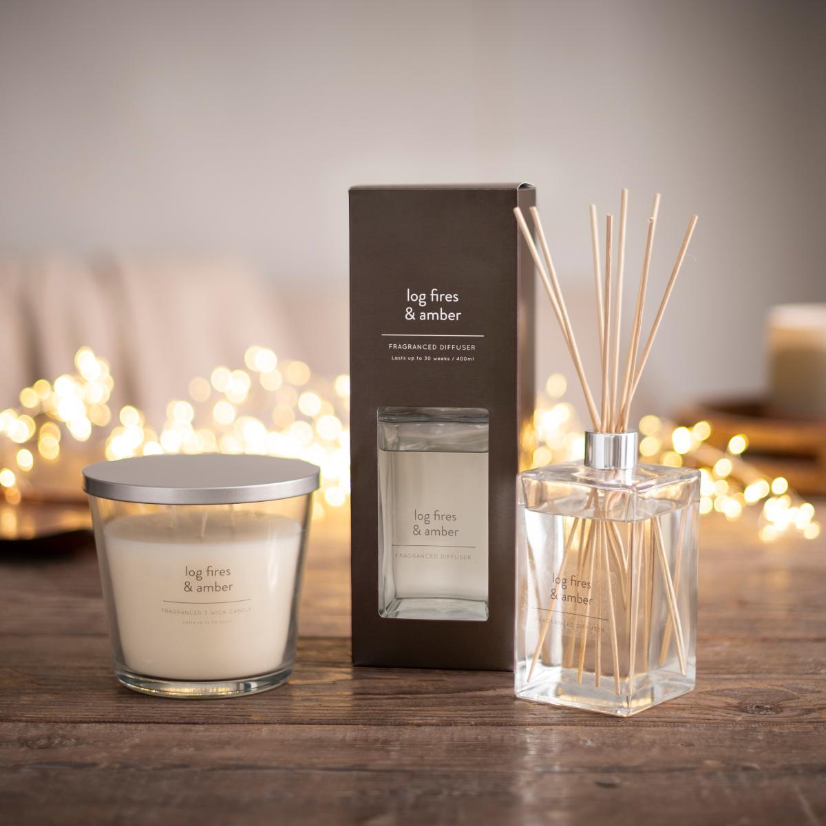 Log Fires and Amber Wick Candle White – image 3