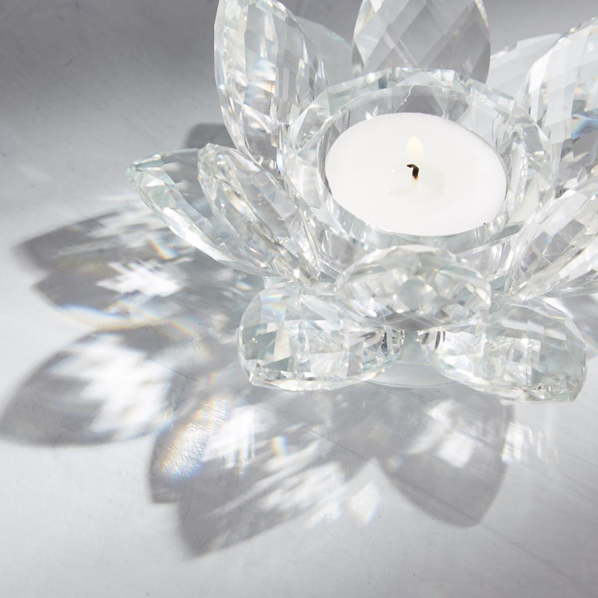 Dorma Glass Lotus Tealight Holder Clear – image 2