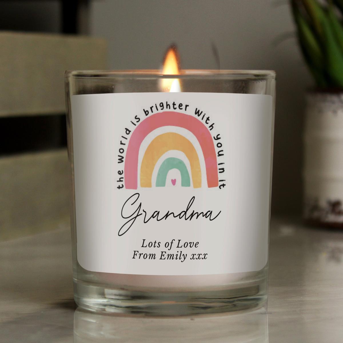 Personalised You Make The World Brighter Rainbow Scented Jar Candle MultiColoured – image 1