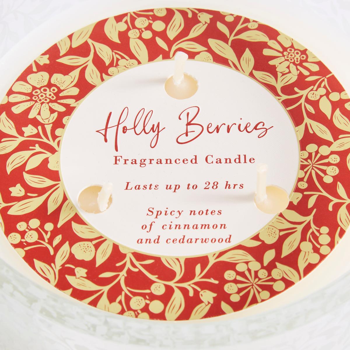 Traditional Holly Berry Winter Wick Candle White – image 5