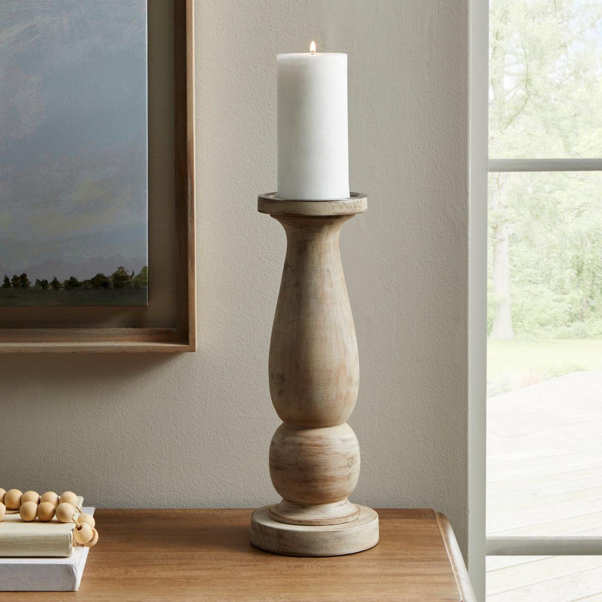 Churchgate Turned Wood Candlestick 35cm Natural – image 2