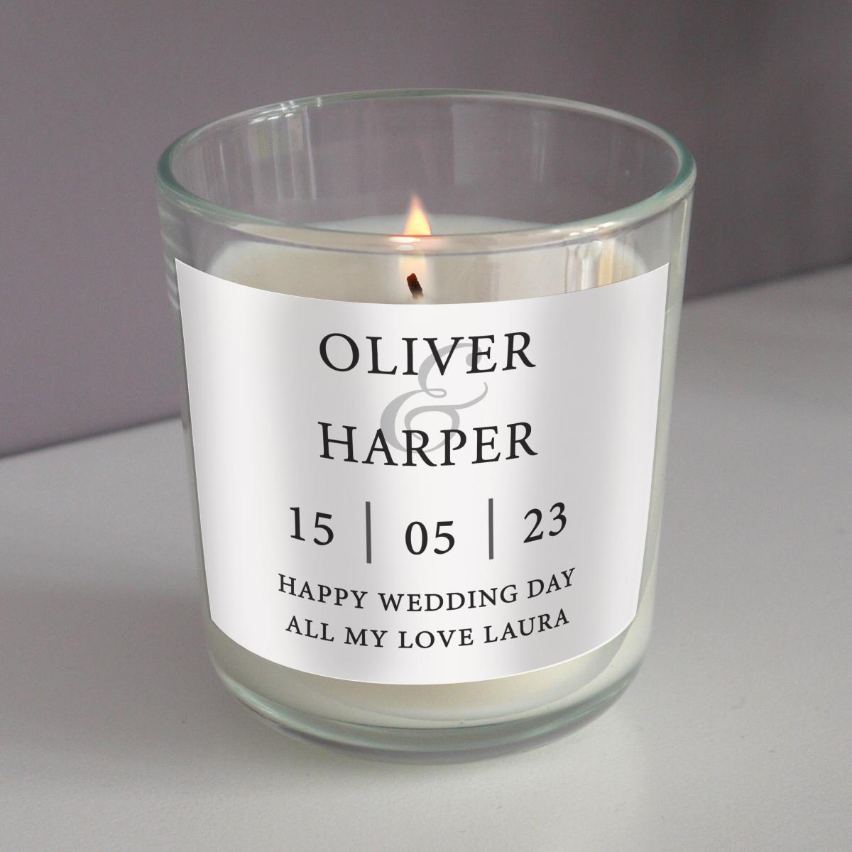 Personalised Couples Design Scented Jar Candle White – image 2