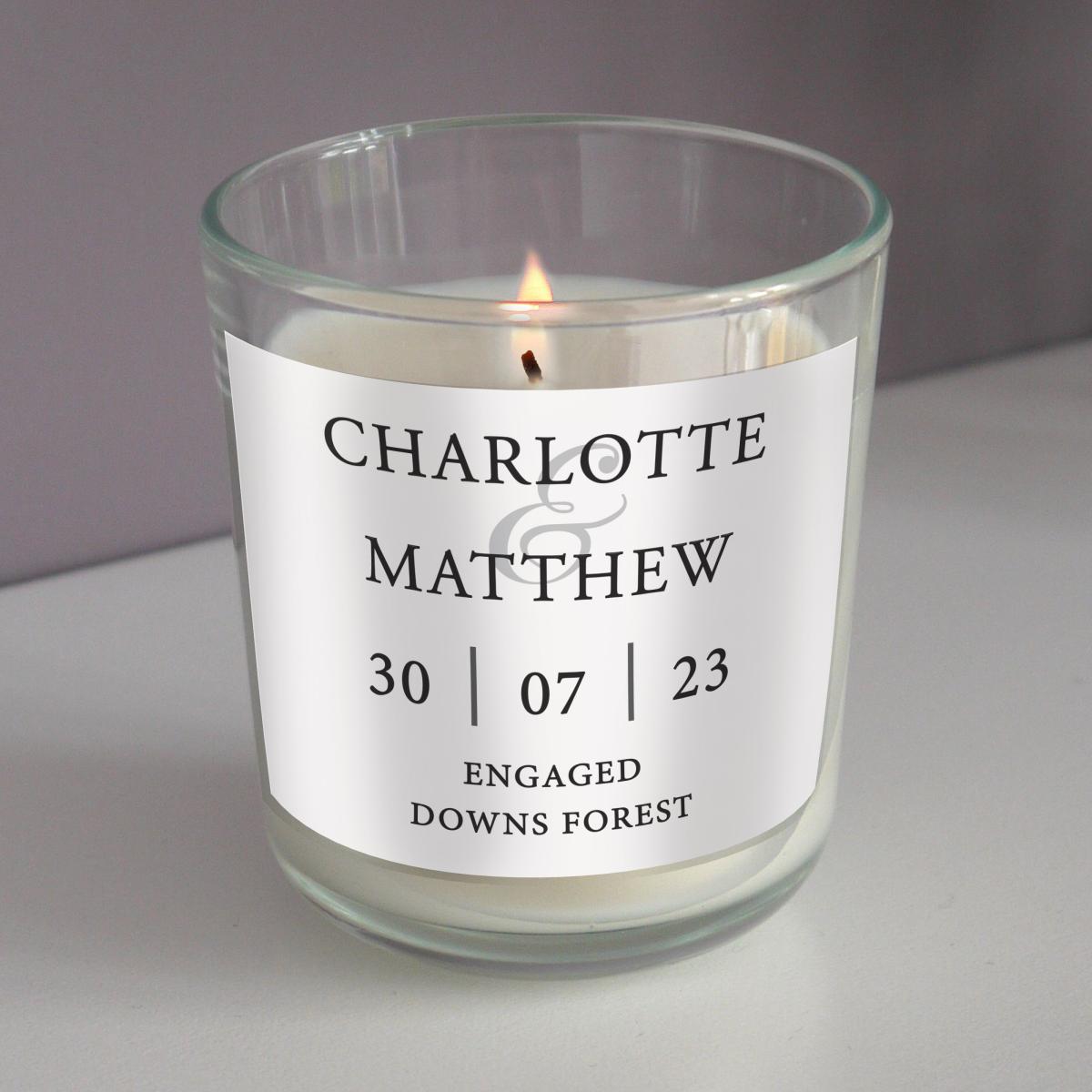 Personalised Couples Design Scented Jar Candle White – image 4