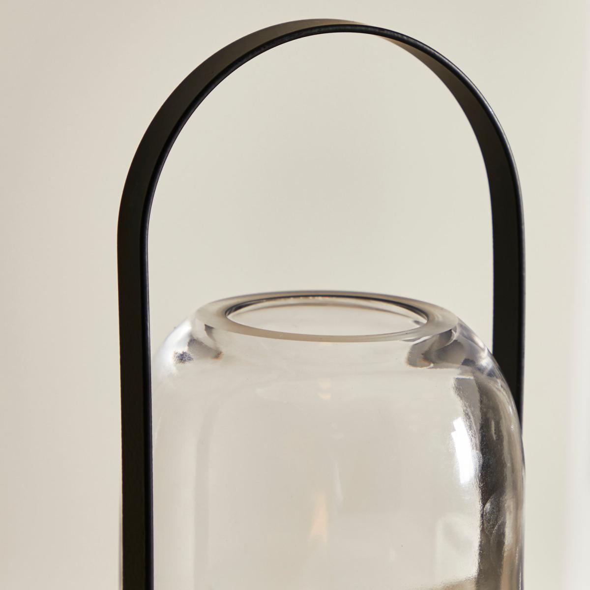 Glass Black Hurricane with Handle Clear – image 2