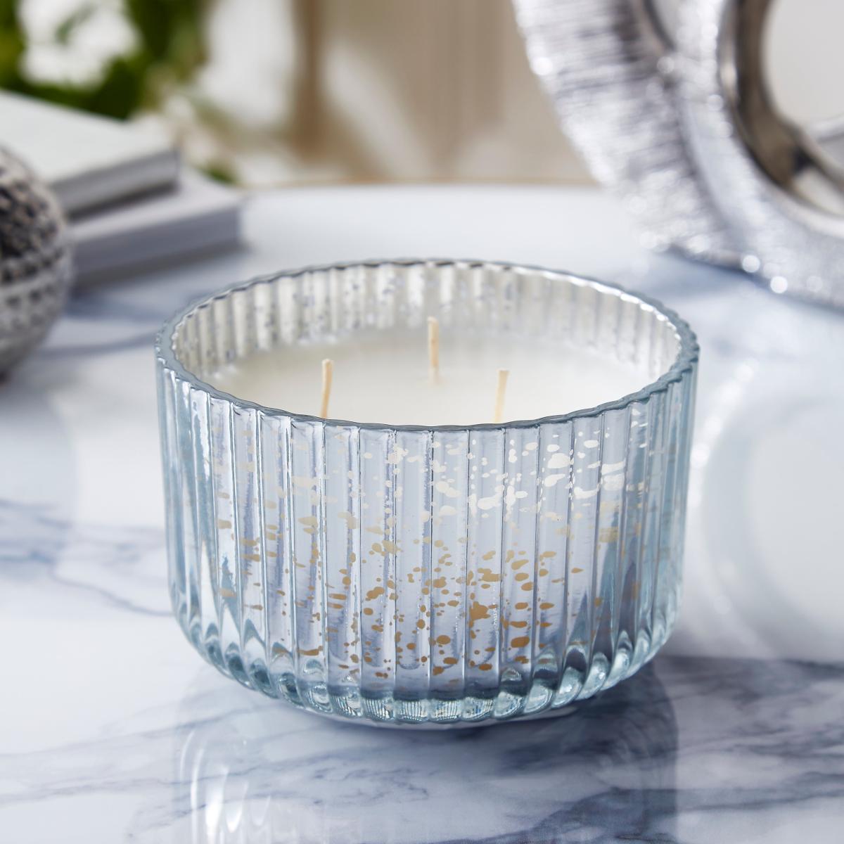 Luxe Mercury Amber & Saffron Wick Candle Silver – image 2