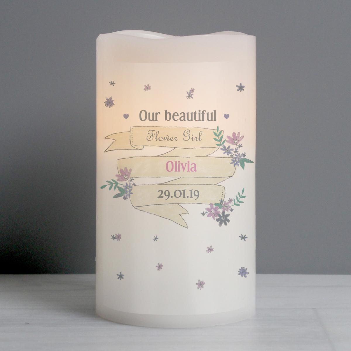 Personalised Garden Bloom LED Candle White – image 2