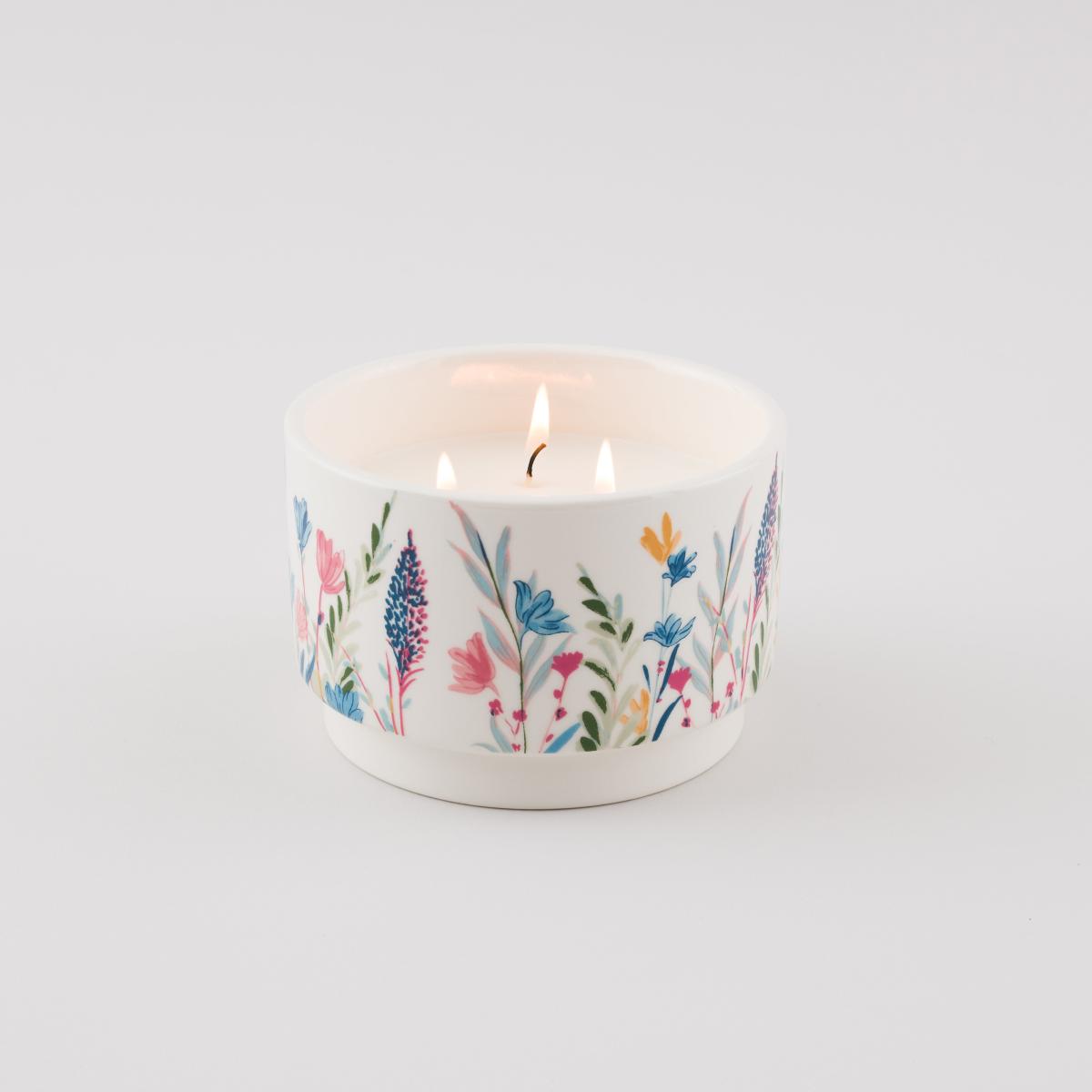 Floral Ceramic wick Candle MultiColoured – image 2