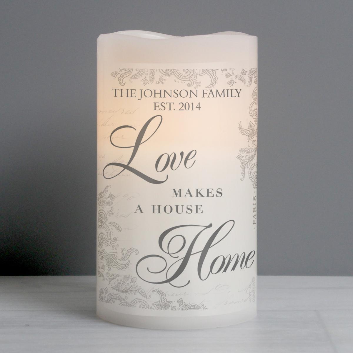 Personalised Love Makes a Home LED Candle White – image 2