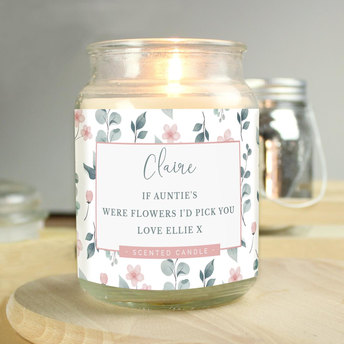Personalised Floral Large Lidded Scented Jar Candle MultiColoured – image 2