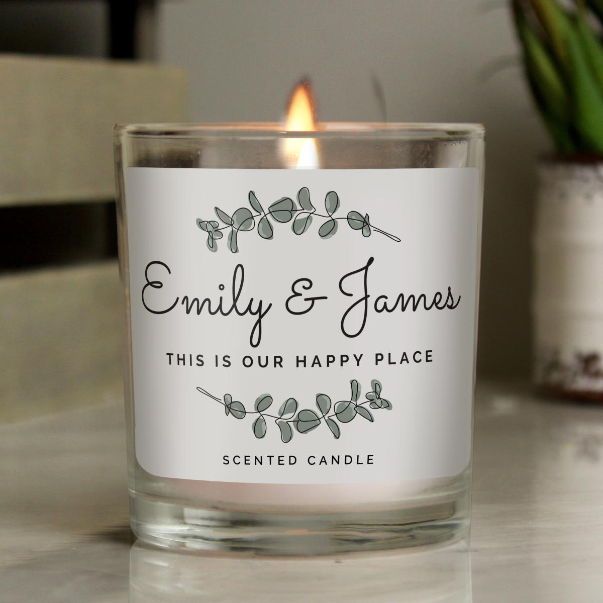 Personalised Botanical Design Scented Jar Candle White – image 2
